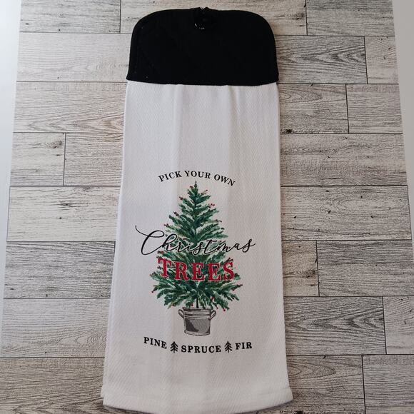Christmas Tree Kitchen Towel Kitchen Linens Home Decor House Gifts Black Red - Picture 3 of 5